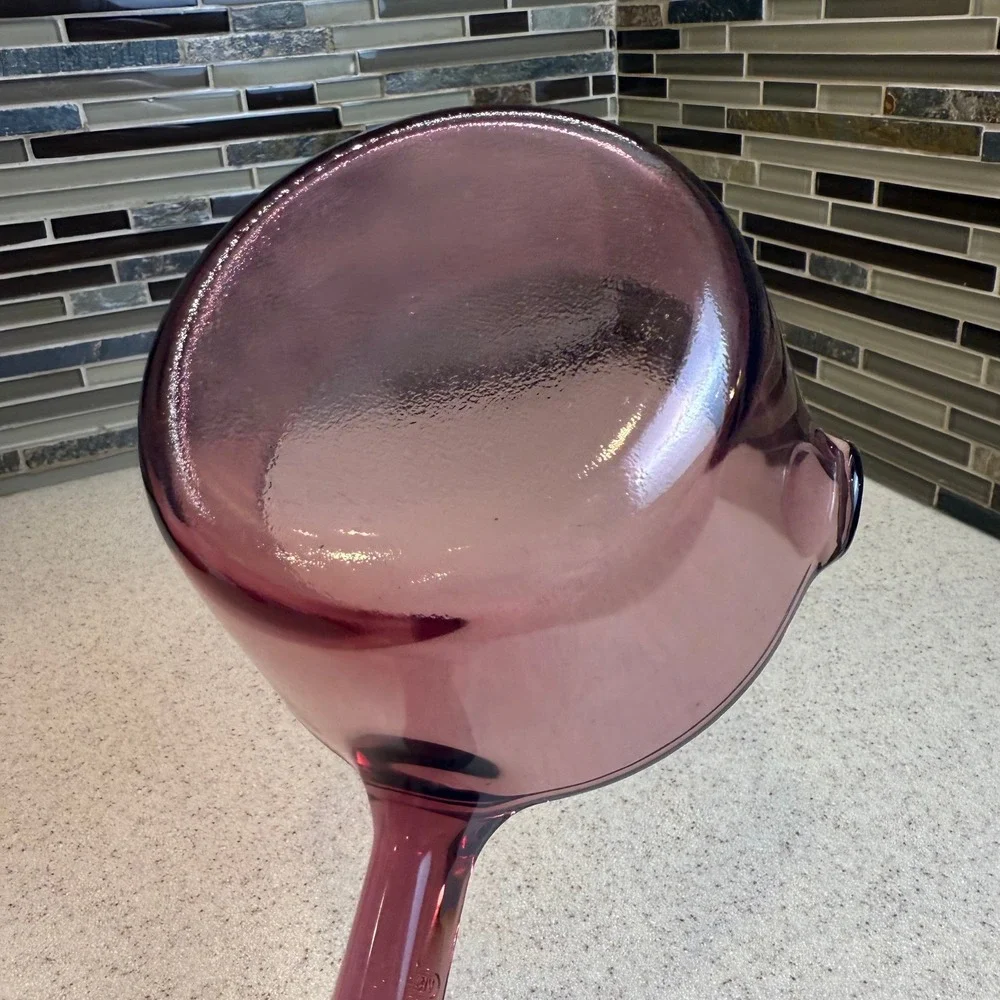 VTG Visions Corning USA Cranberry Glass Saucepan 1L Pour Spout Pot Purple NO LID